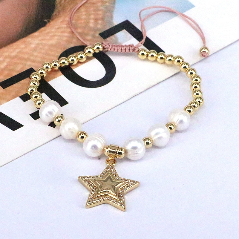 Vintage Style Star Copper Plating Inlay Zircon Bracelets