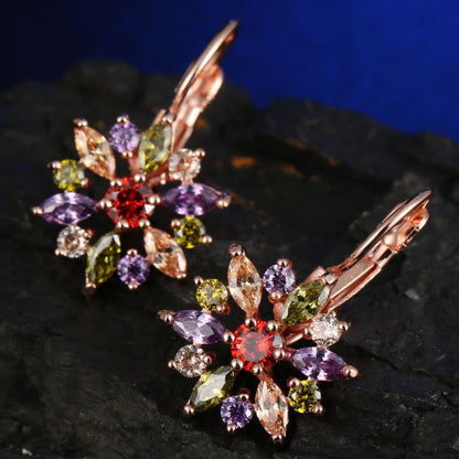 1 Pair Retro Flower Plating Inlay Copper Zircon Earrings