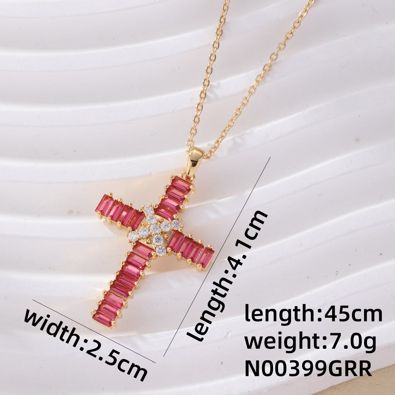 Hip-hop Luxurious Cool Style Cross Copper Zircon Pendant Necklace In Bulk