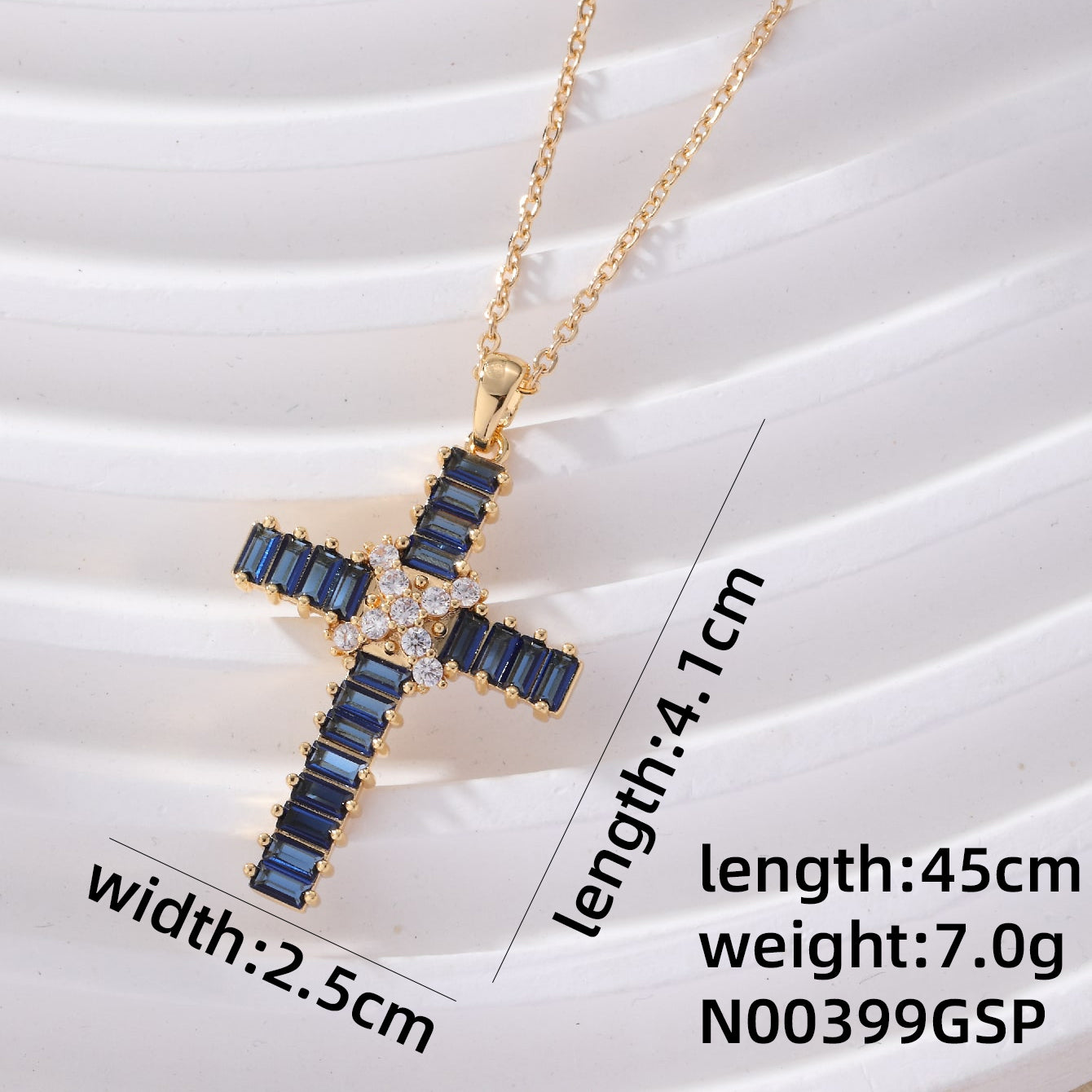 Hip-hop Luxurious Cool Style Cross Copper Zircon Pendant Necklace In Bulk