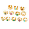Basic Vintage Style Round Stainless Steel Plating Inlay Natural Stone 18k Gold Plated Open Rings