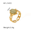 Basic Vintage Style Round Stainless Steel Plating Inlay Natural Stone 18k Gold Plated Open Rings