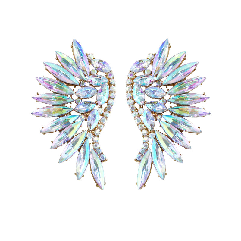 1 Pair Glam Luxurious Wings Inlay Alloy Rhinestones Ear Studs