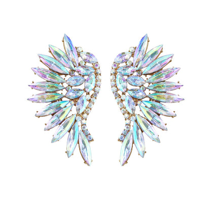 1 Pair Glam Luxurious Wings Inlay Alloy Rhinestones Ear Studs