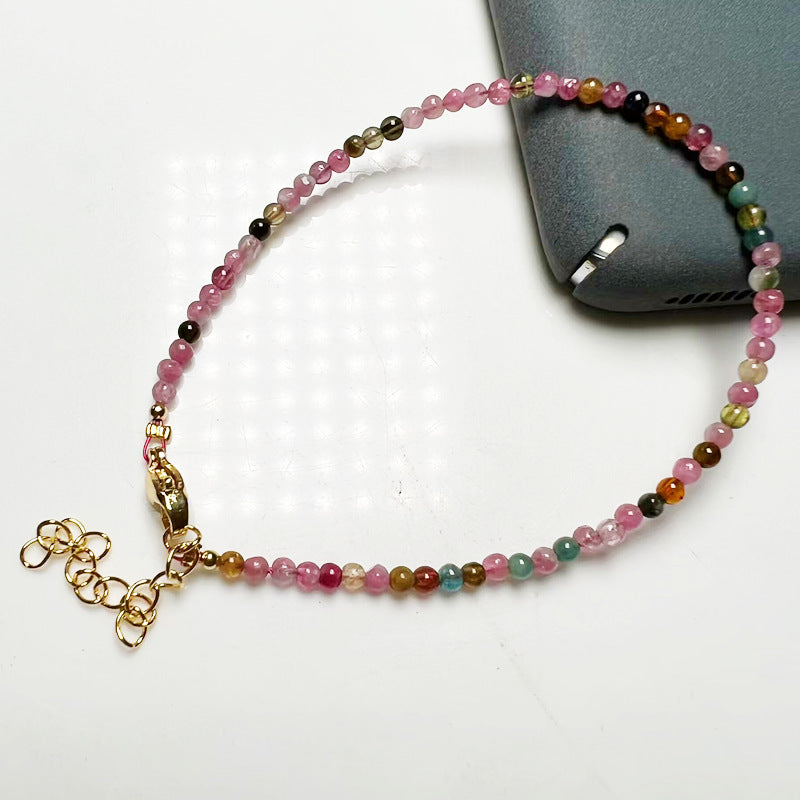 Wholesale Jewelry Modern Style Color Block Crystal Tourmaline Anklet