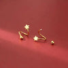 Fashion Pentagram Heart Shape Brass Ear Studs 1 Pair