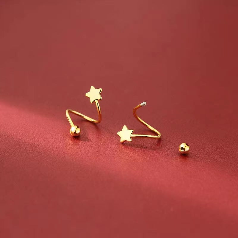 Fashion Pentagram Heart Shape Brass Ear Studs 1 Pair