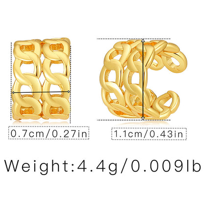 Retro Simple Style C Shape Copper Plating Inlay Zircon Ear Cuffs 1 Pair