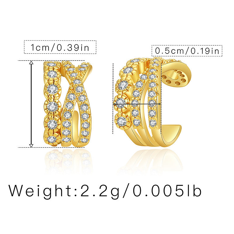 Retro Simple Style C Shape Copper Plating Inlay Zircon Ear Cuffs 1 Pair