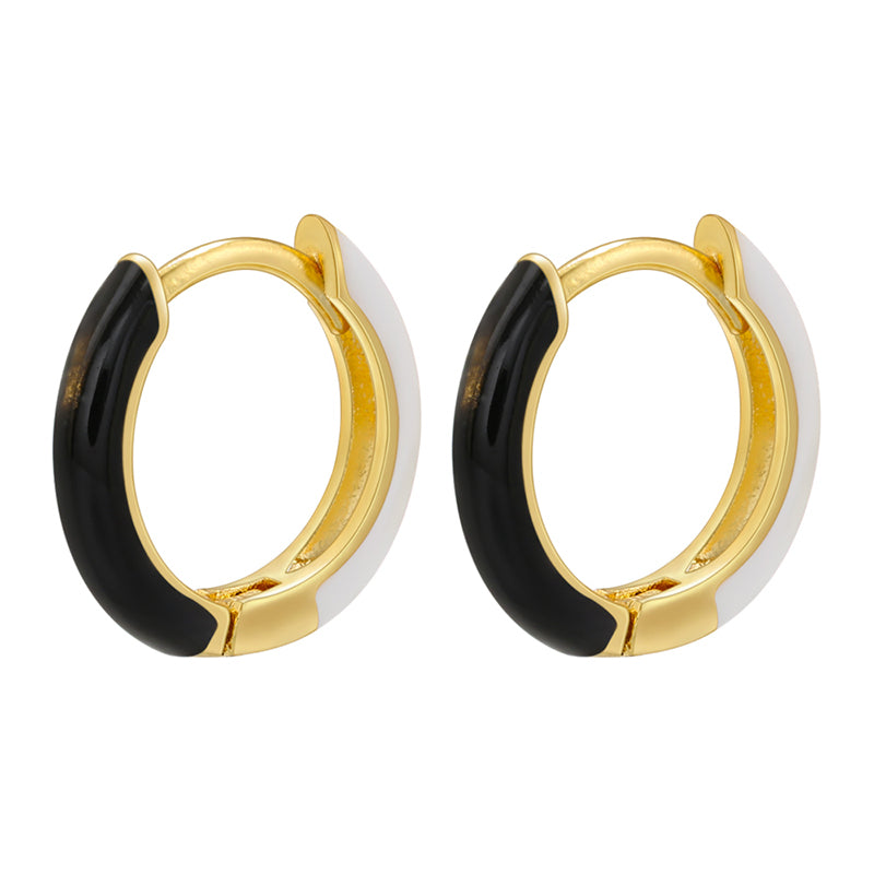 1 Pair Basic Simple Style Circle Round Enamel Plating Copper 18k Gold Plated Hoop Earrings