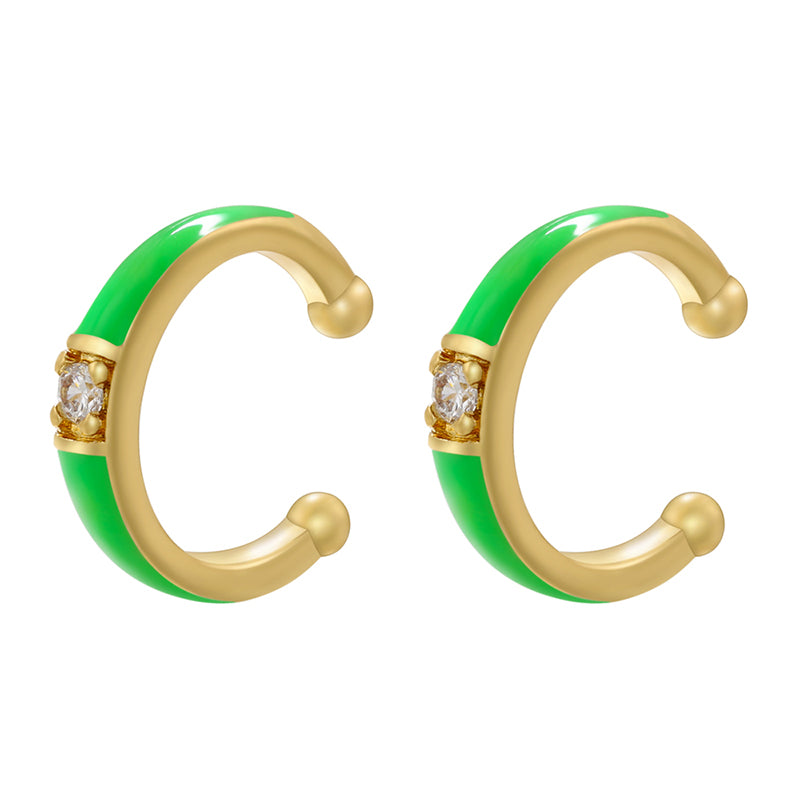 1 Pair Casual Elegant Simple Style C Shape Enamel Plating Inlay Copper Zircon 18k Gold Plated Ear Cuffs