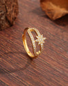 Luxurious Modern Style Sweet Hexagram Copper Plating Hollow Out Inlay Zircon 18k Gold Plated Rings