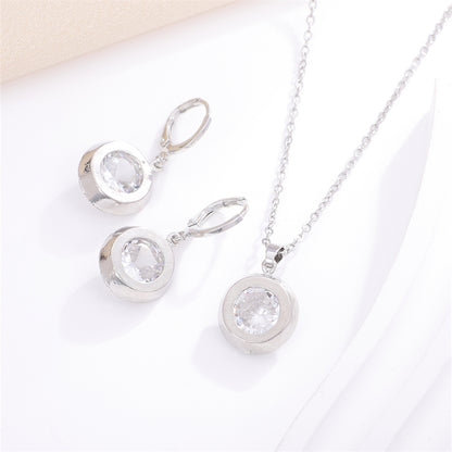 Casual Elegant Simple Style Round Star Copper Inlay Zircon Earrings Necklace