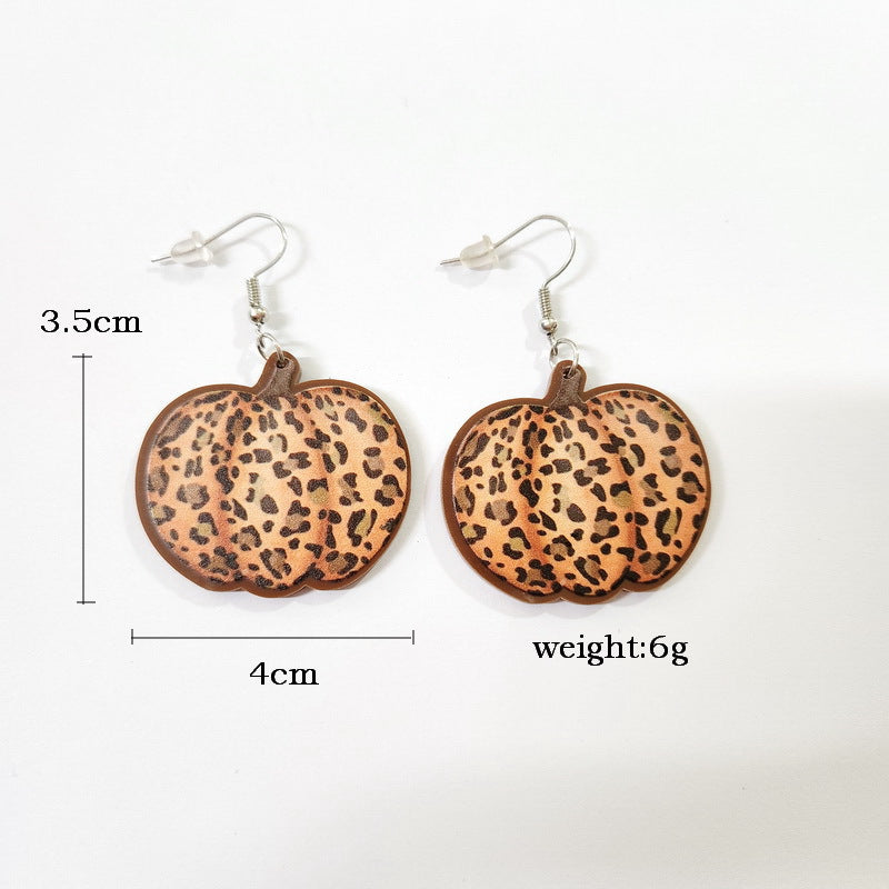 1 Pair Funny Pumpkin Printing Arylic Drop Earrings