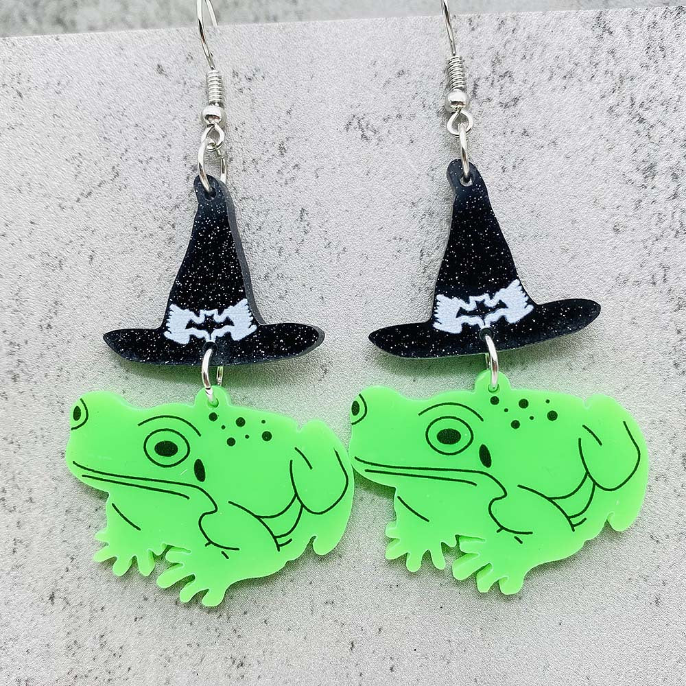 1 Pair Commute Frog Printing Arylic Drop Earrings