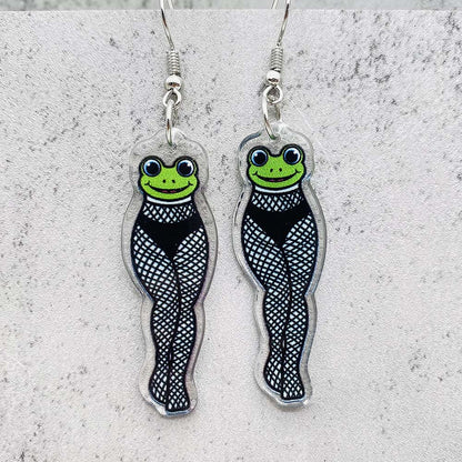 1 Pair Commute Frog Printing Arylic Drop Earrings