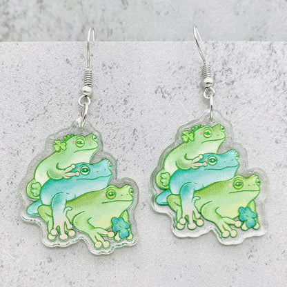 1 Pair Commute Frog Printing Arylic Drop Earrings