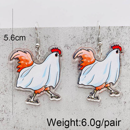 1 Pair Funny Animal Cartoon Character Arylic Drop Earrings