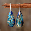 1 Pair Classic Style Water Droplets Patchwork Agate Drop Earrings