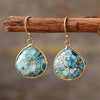 1 Pair Classic Style Water Droplets Patchwork Agate Drop Earrings