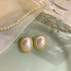 1 Pair Simple Style Round Inlay Alloy Pearl Zircon Ear Studs