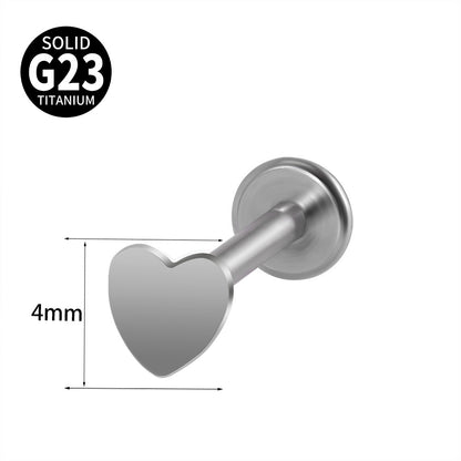 Novelty Heart Shape Pure Titanium Plating Lip Stud Ear Studs