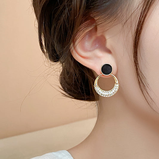 1 Pair Simple Style Circle Inlay Alloy Zircon Drop Earrings