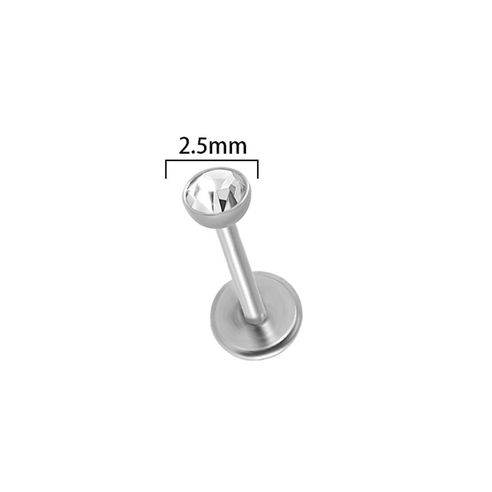 Simple Style Round Stainless Steel Plating Zircon Lip Stud