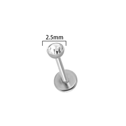 Simple Style Round Stainless Steel Plating Zircon Lip Stud