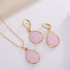 Casual Vintage Style Geometric Water Droplets Copper Inlay Glass Earrings Necklace