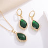 Casual Vintage Style Geometric Water Droplets Copper Inlay Glass Earrings Necklace