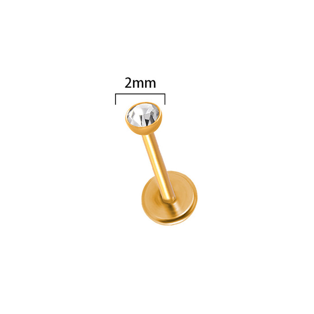 Simple Style Round Stainless Steel Plating Zircon Lip Stud