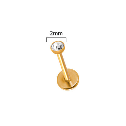 Simple Style Round Stainless Steel Plating Zircon Lip Stud