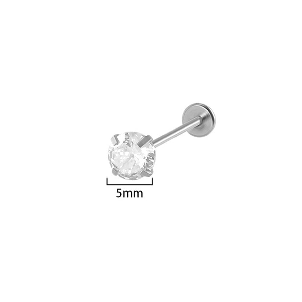 Simple Style Round Stainless Steel Plating Zircon Lip Stud