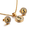 Wholesale Sweet Letter Stainless Steel Plating 18k Gold Plated Earrings Necklace