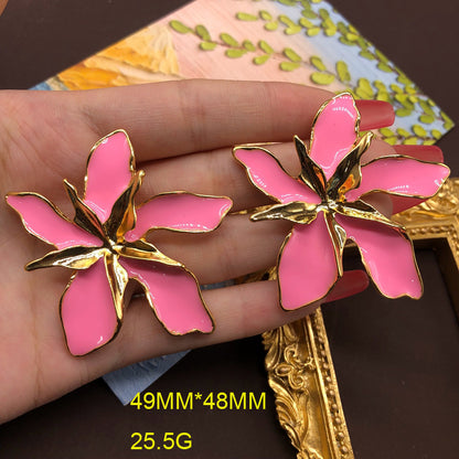 1 Pair Elegant Pastoral Streetwear Flower Enamel Plating Alloy Ear Studs