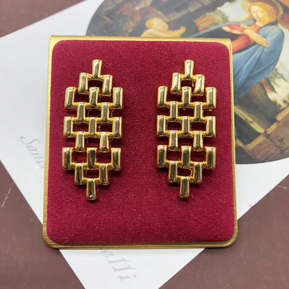 1 Pair Retro Geometric Plating Alloy Ear Studs