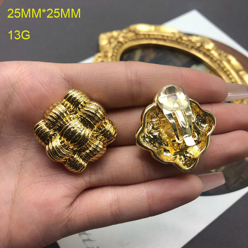 1 Pair Retro Geometric Plating Alloy Ear Studs