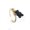 Cute Animal Bear Copper Plating Inlay Zircon Open Rings