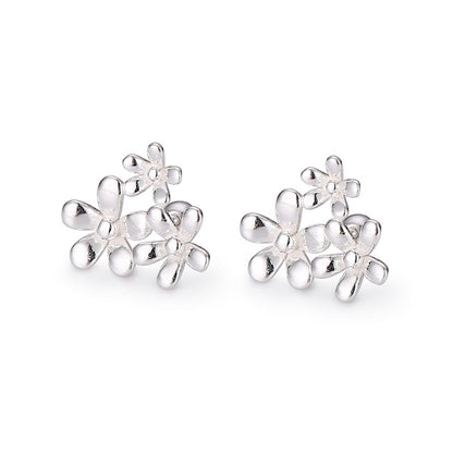 1 Pair Retro Flower Plating Sterling Silver Ear Studs