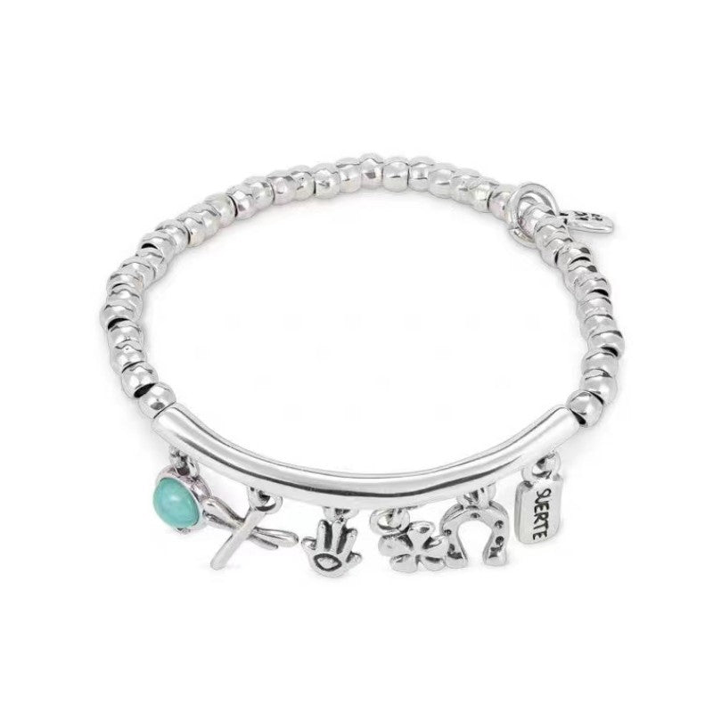 Sweet Insect Flower Turquoise Silver Plated Wholesale Bracelets