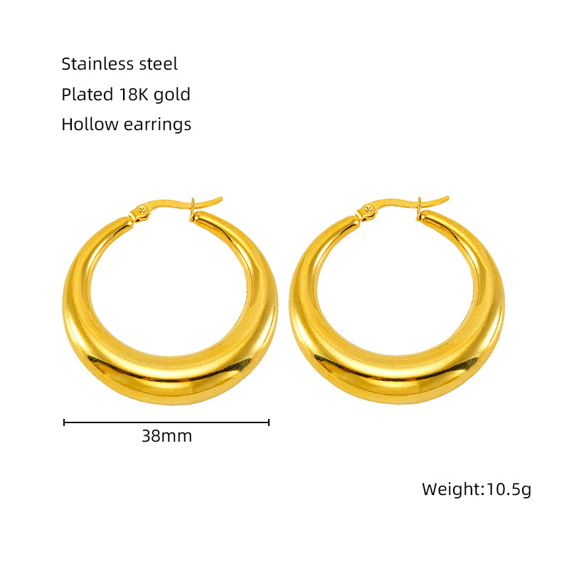 1 Pair Retro Solid Color Plating Stainless Steel 18k Gold Plated Earrings