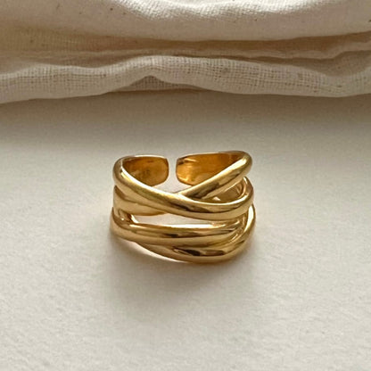 Simple Style Lines Sterling Silver Open Ring