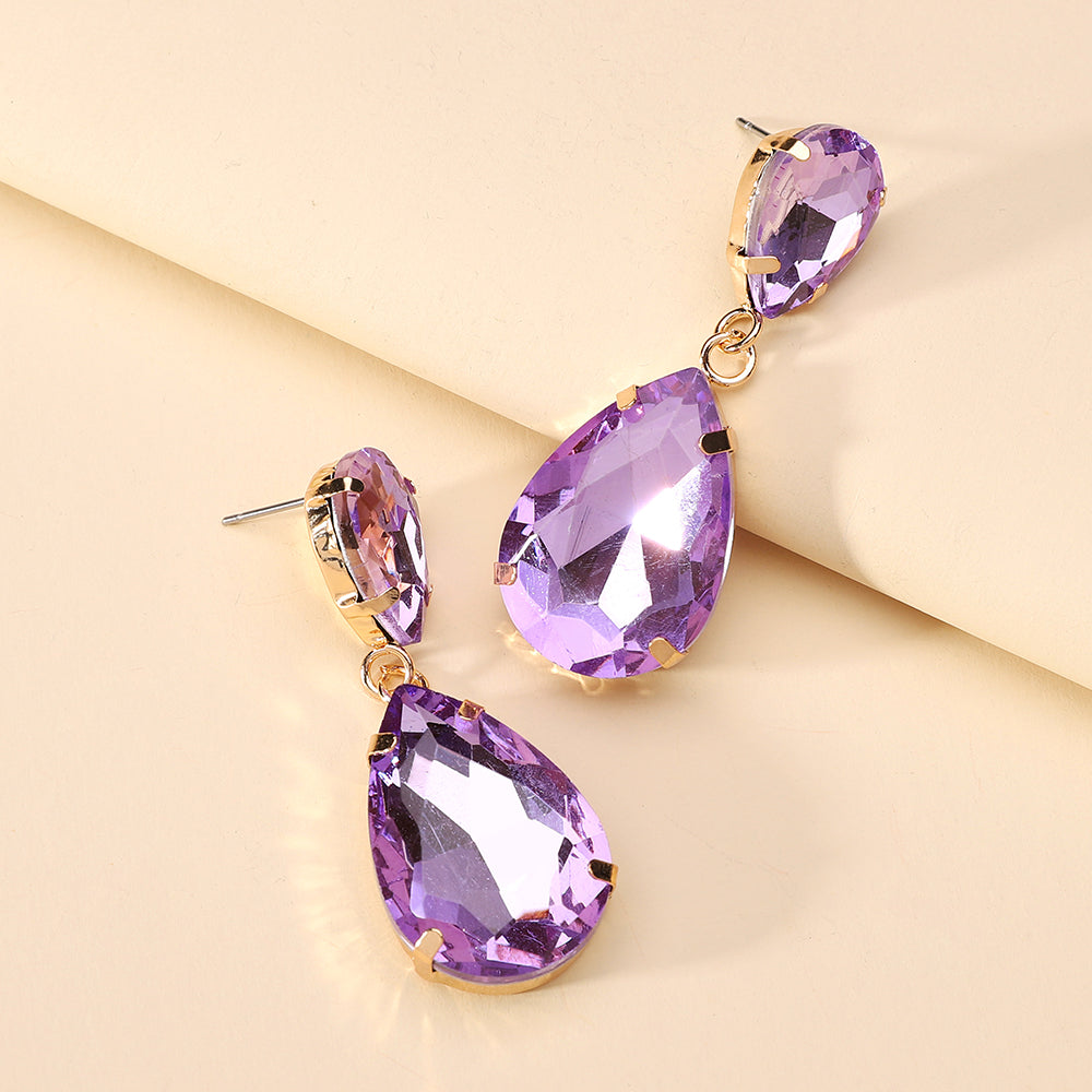 1 Pair Fashion Water Droplets Plating Glass Drop Earrings