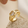 Simple Style Heart Shape Copper Plating Inlay Zircon 18k Gold Plated Open Rings