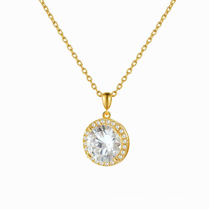 Simple Style Round Flower Copper Zircon Necklace Pendant In Bulk