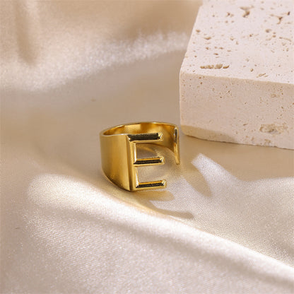 Hip-hop Punk Cool Style Letter Stainless Steel Plating 18k Gold Plated Wide Band Rings