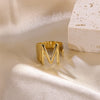 Hip-hop Punk Cool Style Letter Stainless Steel Plating 18k Gold Plated Wide Band Rings