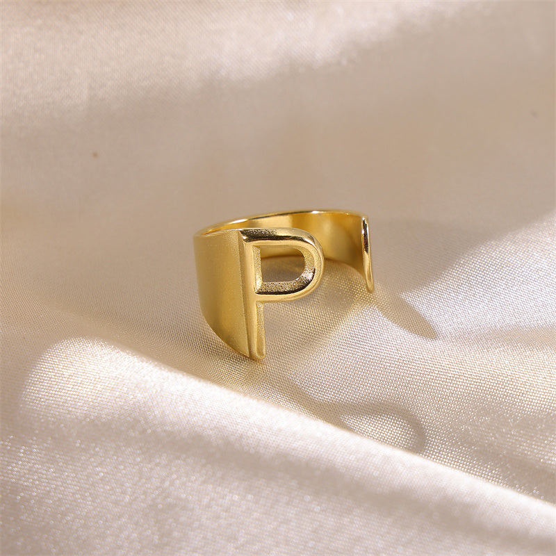 Hip-hop Punk Cool Style Letter Stainless Steel Plating 18k Gold Plated Wide Band Rings