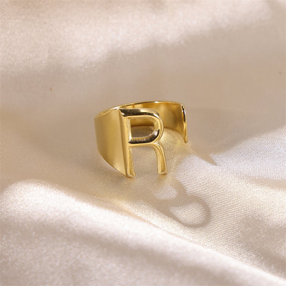 Hip-hop Punk Cool Style Letter Stainless Steel Plating 18k Gold Plated Wide Band Rings